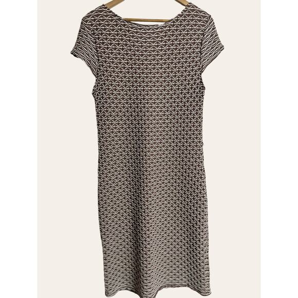 Sharagano Brown White Textured Sheath Dress Size 16 - Picture 4 of 7